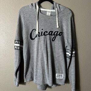 Victoria's Secret PINK MLB‎ Chicago White Sox Sequin Hooded Sweatshirt Gray XS